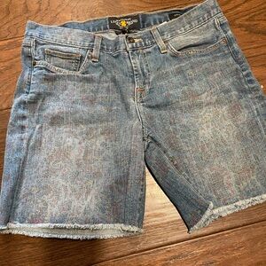 Lucky Brand Blue Denim Jean Shorts with Subtle Multi-Color Speckle